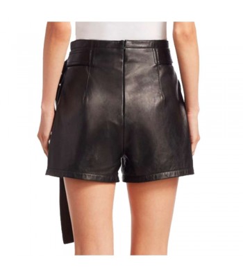 Women Genuine Leather Lambskin Short Leather Crop Moto Biker Hot Pant High Waist Shorts 